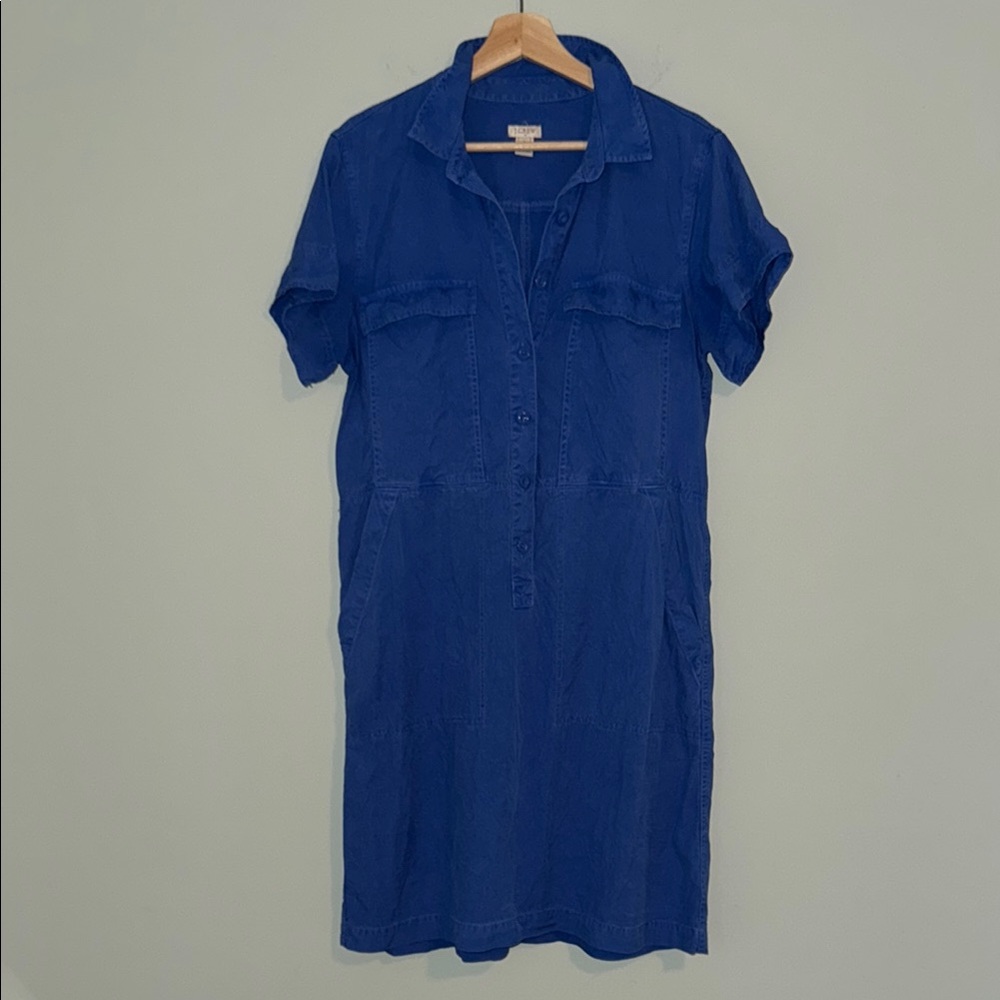 J. Crew Factory Blue Button-Up Dress